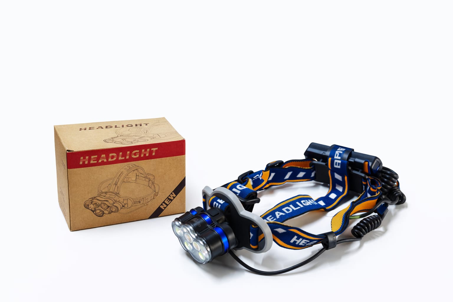 LED-Stirnlampe mit 6 LEDs und Akku-Pack